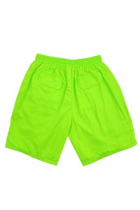 Customized fluorescent green sports shorts design blue embroidered logo shorts sports pants supplier Lock bag multi bag  U391 front view